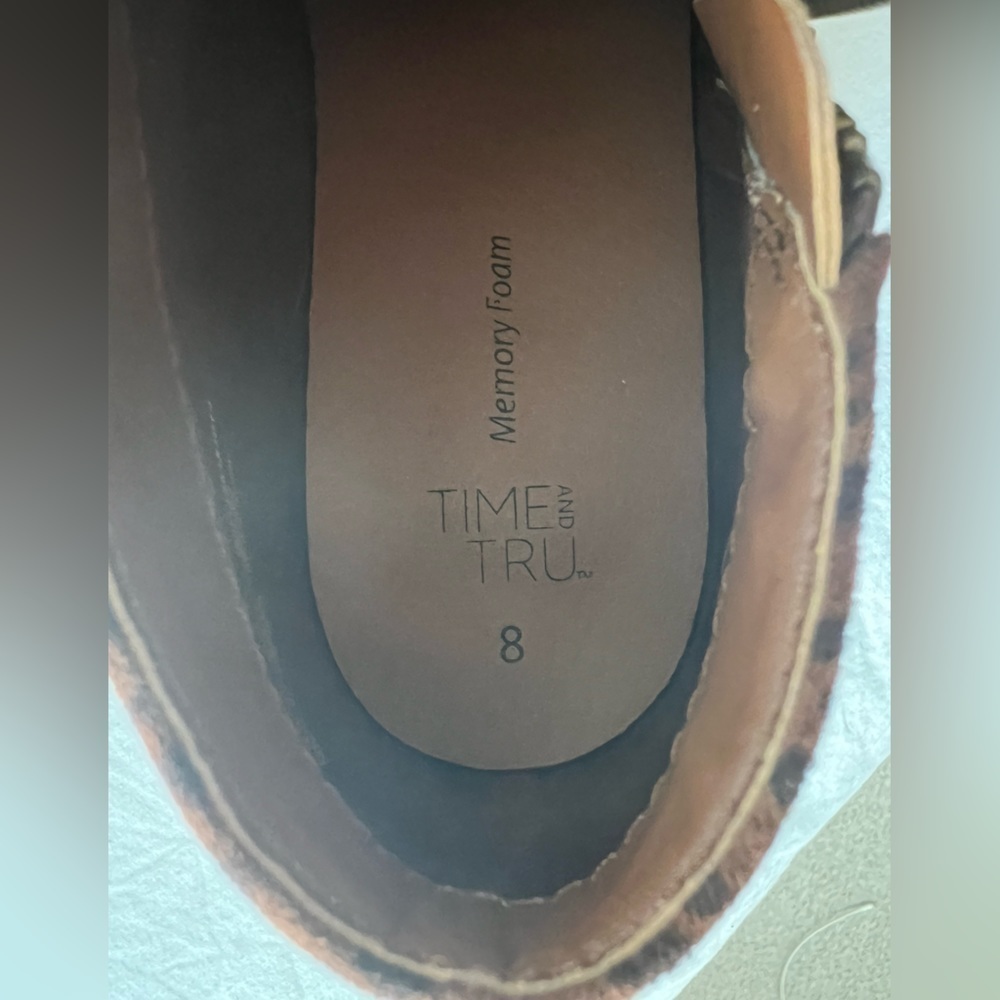 Time And Tru Brown Leopard Print Booties Size 8 - image 5